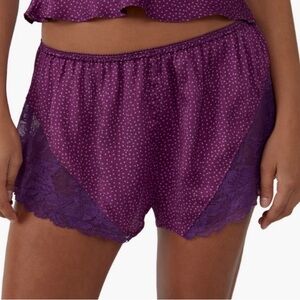 💟 Free People Intimately Dotted Lace Trim Pajama Shorts Size XS NWT💟